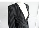 Purpdrank - Women 2023 Spring New Temperament V Neck Striped Thin Cape Blazer Jacket Suit Slim Fit Trousers Office Lady Two Piece Suit