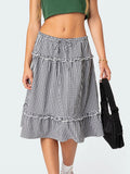 Purpdrank  Women s Chic Pleated Maxi Skirts Stylish High Waist Floral Print Flared Skirts Ruffle Detail Flowy Long Skirts