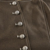 Purpdrank  Retro Style Women's Lace Button Vest Irregular Hem Street Fashion Hot Girl Outerwear Tank Top Polyester Fiber Casual Wear