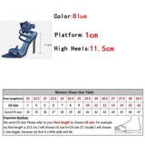 Purpdrank  High Quality Embroidery Butterfly Ankle Strap Sandals Women Sexy Pointed Toe Gladiator Heels Summer Party Dress Shoes Blue