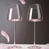 Purpdrank  Pink Crystal Wine Glasses Slanted Mouth Goblets  Ideal Valentine'S Day Gift Bars & RestaurantsDay Wine Wine Glasses for Couples