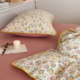 Purpdrank  Cotton four-piece set of aerobic double yarn cotton skin-friendly quilt cover small floral bed linen bed cover set