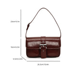 Purpdrank  Retro Women Bags Belt Buckle Design Single Shoulder Bag Flap Shape Pure Color Casual Street Underarm Satchels Latest
