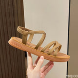Purpdrank  Women's flat bottomed elastic band soft soled summer sandals for comfort  leisure flat bottomed non slip sandals for women