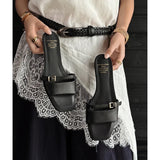 Purpdrank   Summer Brand Metal Belt Buckle Design Low Heel Sandals Women Fashion Street Style Square Toe Mules Slippers Zapatos De Mujer