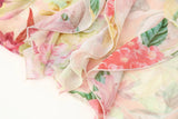 Purpdrank  Fashion Semi Sheer Floral Print Wood ears Ruffles V neck Pullover Shirt Women Full Flare Sleeve Loose Chiffon Blouses Tops