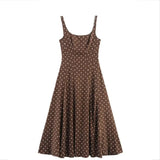 Purpdrank  Summer Women Polka Dots Print Slip Dress 2025 Trendy Sleeveless A-line Slim Mid-long Dresses Sexy Spaghetti Strap Party Dress