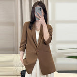 Purpdrank  Korean Elegant Blazers Female Casual Office Ladies Single Button Suits Jacket New Slimming Solid Color All Match Coat Outerwear