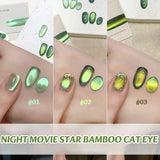 Purpdrank  TC 10ML New Star Bamboo Cat Eye Nail Supplies Pavilion Strobe Green Glass Bead Cat Eye Magnetic Gel Polish Summer Nails