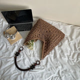 Purpdrank   Women Weaving Clutches Top-handle Bag Large Portable Shoulder Bag Beach Purses Shopper Satchel Female Tote Bags Handbags