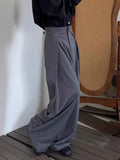 Purpdrank  American Retro Pleated Design Casual Pants Men Women Trendy Loose Match All Wide Leg Floor Length Suit Long Pants