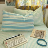 Purpdrank  Hot Sale Striped Cotton Bedding Set Soft & Skin-Friendly Duvet Cover Sets Japan and Korea Style Design Bed Linen Set