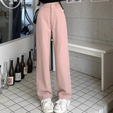 Purpdrank Woman Vintage Wide Leg Jeans Girls High Waist Pants Female Fashion Black Black Grey Retro Blue Light Blue Pink Denim Trousers
