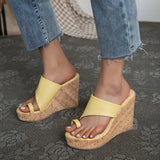 Purpdrank  Summer New Large Size Women's Shoes Fashion Wear Slippers Thick Soled Slope Heel Muffin Sandals Women Wedge Heel Flip Flops