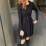 Purpdrank  Knitted Dress for Women in Autumn Winter French Temperament Waist-hugging Base Underwear with Coat Sweater Skirt