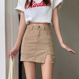 Purpdrank  Clothes Pants Tight Women's Skirt Wrap Skirts for Woman Jeans Chorts Sexy with Slit Blue Denim Y2k A Line Fashion Summer V