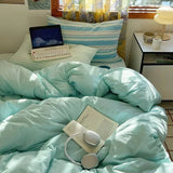 Purpdrank  Hot Sale Striped Cotton Bedding Set Soft & Skin-Friendly Duvet Cover Sets Japan and Korea Style Design Bed Linen Set