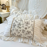 Purpdrank  2Pcs Romantic French Pure Cotton Princess Style Pillowcases Lace Vintage Pillow Cover Cushion Ruffles Pillow Sham 48*74cm