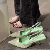 Purpdrank  Slingbacks High Heels Pumps Women Pointed Blue Pointed Toe Party Shoes Summer Thin Heeled Sandals High Heel Shoes Brand Designer