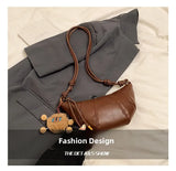 Purpdrank  Retro Brown  Crossbody Bag for Women Versatile Autumn Winter Faionable Cow Horn Bag Single oulder Soft PU Leather