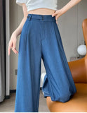 Purpdrank  Vintage Thin Denim Loose Women's Wide Leg Pant 2025 New High Waist Button Straight Casual Full Length Trousers Female