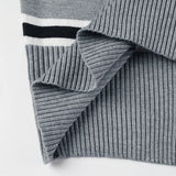 Purpdrank  American Retro Contrast Color Slash Neck Long Sleeve Loose Knitted All Match Pullovers