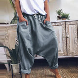 Purpdrank  Women Casual Drawstring Pockets Drop Crotch Baggy Long Trousers Harem Pants Fall Winter Home Lazy Pants Simple Streetwear Ethnic