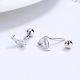 Purpdrank - 2PC Stainless Steel Little Huggies Hoop Earrings For Women Tiny Crystal Zirconia Pendant Cartilage Earrings Piercing Jewelry