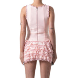 Purpdrank  Women Fashion Vintage Grunge Emo 00s Aesthetic Bodycon Rompers Lace Trim Bowknot Sleeveless Zipper Layered Jumpsuits