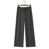 Purpdrank  Elastic Drawstring Waist Loose Wide Leg Straight Pants Women Rib Cotton Long Trousers Women Joggers Streetwear Sweats Pants