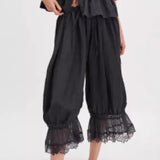 Purpdrank  New Hollow Lace Tie Home Wear Cropped Pants Women's Autumn Fashionable And Elegant Comfortable Skin-Friendly Daily Pajama Pants