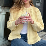 Purpdrank  Preppy Button Up Knitted Cardigan Autumn Winter Casual Solid Color Basic Knitwear Coats Vintage Y2K Aesthetic Sweater Clothes