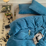 Purpdrank  Milk Velvet Bedding Set Skin-Friendly Winter Duvet Cover Set Soft Warm Quilt Cover Solid Color Flannel Thickened  Bedroom Decor