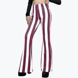 Purpdrank  Plus Size Casual Pants Fashion Sport Yoga Pants Striped Print High Waist Flared Long Trousers Comfortable Polyester Fabric