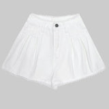 Purpdrank  Spring Summer Lace Patchwork Women's Denim Short Pants 2025 High Waist Casual Loose Jeans Wide Leg Shorts for Women