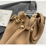 Purpdrank  High Quality Solid PU Bucket Shoulder Soft Crossbody Bags Korean High-end Design Large Capacity Women's Handbags