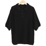 Purpdrank  Summer Polo Collar Women's Shirts New Solid Casual Loose Short Sleeve Buttons Korean Knitted Tops Female
