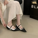 Purpdrank  Elegant Pointed Toe Low Heel Shoes for Women Fashion Double Buckle Bowknot Design Shallow Dress Pumps Luxury Brand Designer Shoe