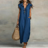 Purpdrank  Summer Hot Butterfly Sleeveless Vacation Beach Dress Woman Spring V Neck Ruffles Pocket Long Dress Casual Boho Maxi Dresses
