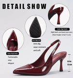 Purpdrank  stiletto heels sandals women slingbacks shoes ankle strap pointed toe slip on sexy ladies shoes pumps wedding party