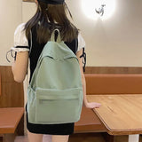 Purpdrank   Women Schoolbag Waterproof Large Capacity School Backpack Smooth Zipper Solid Teens Girl Casual Daypack Bag Student Supply