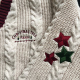 Purpdrank  Christmas Tree Women Cardigan Autumn Winter Knitted Cardigans with Star Embroidery Holiday Sweater Folklore Tops Christmas Gift