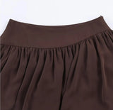 Purpdrank  Spring Summer CHIC Coffee Spliced Ruched Mini BUD Skirt Women Zipper Waist Ball Gown Swing Skater Short Skirts Party Girl