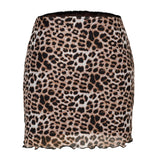 Purpdrank   High Waisted Skirts Women Sexy Cheetah Print Vintage Mini Skirts Fashion Casual Chiffon Mesh Slim Skirt Summer New