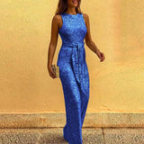 Purpdrank  Silver Dot Personality One-Piece Suit Women's Sleeveless round Neck Cross-Border Elegant British Style High Waist Long Pants
