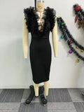 Purpdrank African Dresses for Women 2025 Spring African Sleeveless Black Party Evening Bodycon Dress Dashiki African Clothes Women