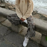 Purpdrank  Leopard Pants y2k Clothes Women Sexy Drawstring Elastic Waist Wide Leg Loose Trousers Chic Fashion Clothes Streetwear