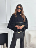 Purpdrank  Luxury Wool Coat Bat Sleeve Jacket Women's Autumn Winter Tweed Jacket Cape Warm Loose Outerwear Design Belt Button Free Shipping