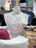 Purpdrank  Solid Ruffles V Neck Tank Tops Women Summer Lace-up Bow  Sleeveless Slim Crop Top Female Simple Casual Sweet Cotton Vest New