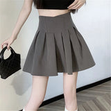 Purpdrank  High Waist Women's Pleated Skirts 2025 New Summer Spring Solid Color  A-line Skirts Female Preppy Style All Match Faldas Y2k